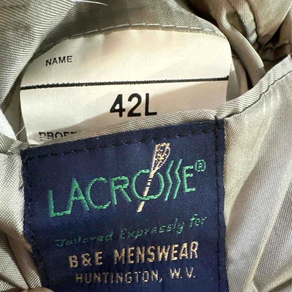 Vintage Lacrosse 2 Piece Suit Mens Sz 42L Pants 36 x 30 Gray Glen Plaid USA Made